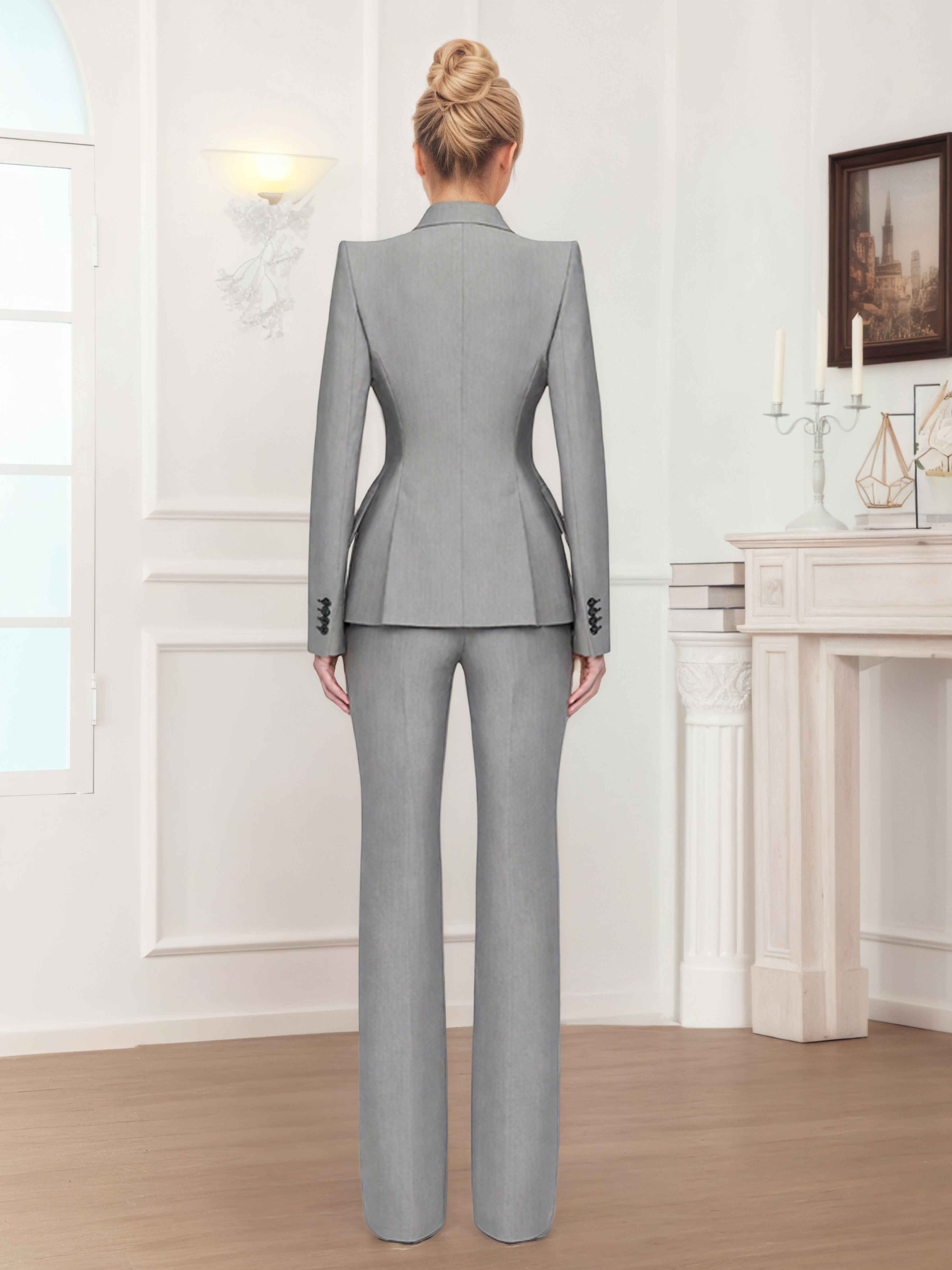 Costume Femme 2 Pièces À Asymétrique Revers Pointus Un Bouton