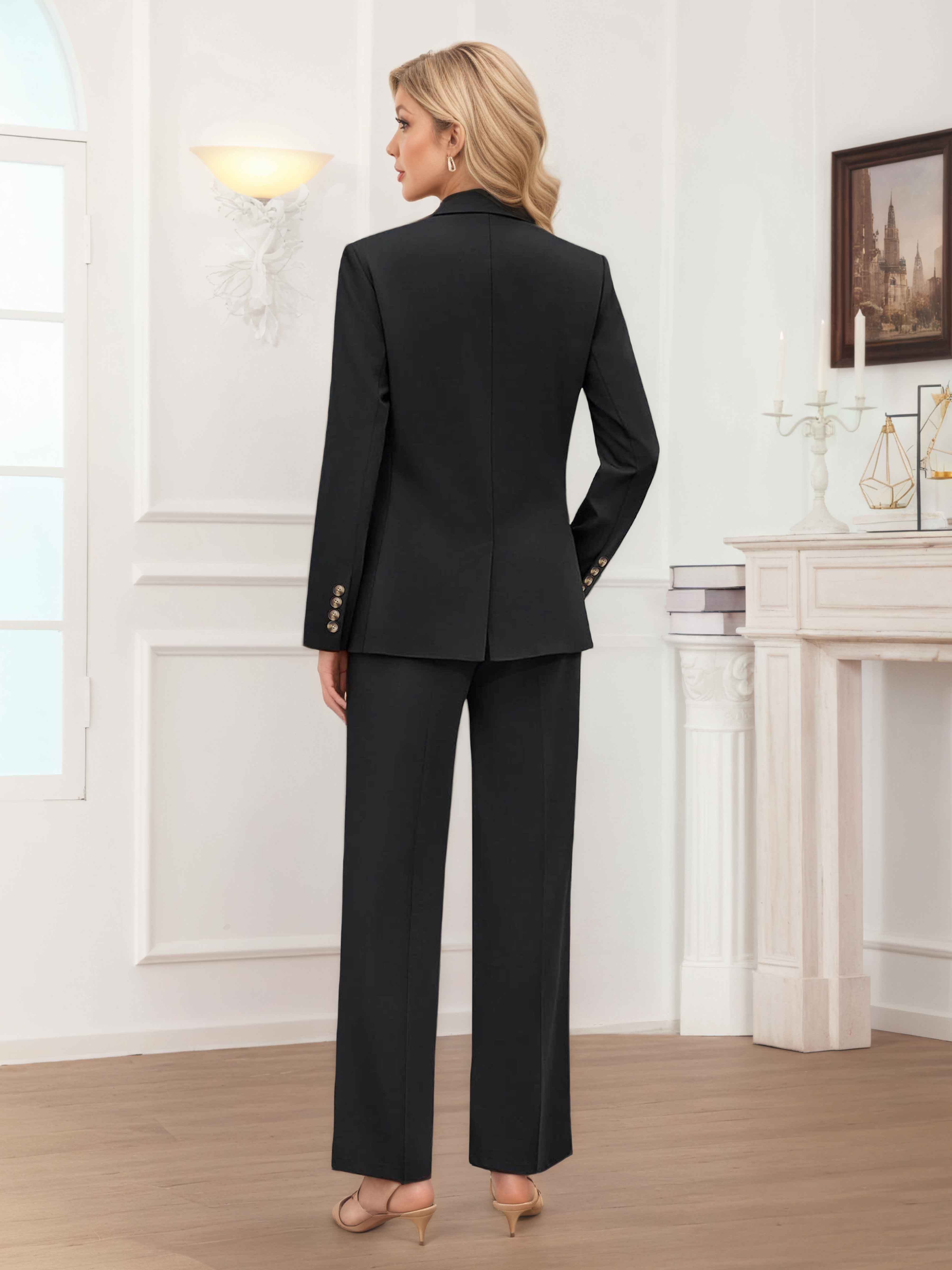 Costume Femme 2 Pièces À Chic Double Boutonnage Pour Affaires